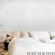Load image into Gallery viewer, Schumacher Simone Damask Grasscloth Wallpaper 5010120 / Silver