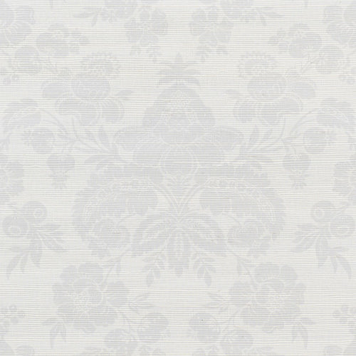 Schumacher Simone Damask Grasscloth Wallpaper 5010120 / Silver
