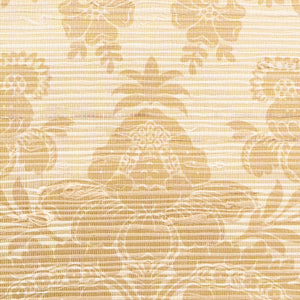 Schumacher Simone Damask Grasscloth Wallpaper 5010121 / Gold