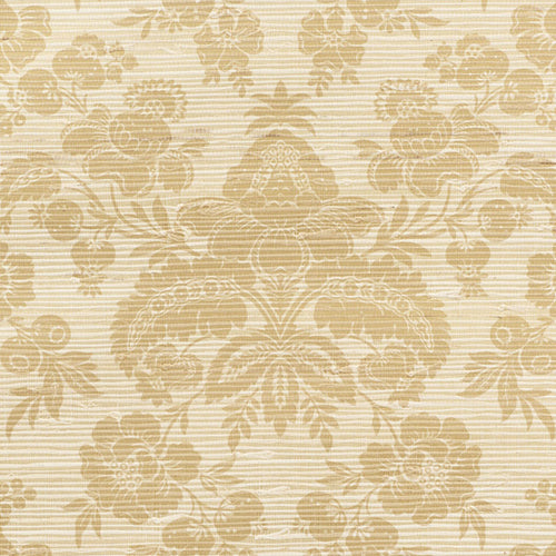 Schumacher Simone Damask Grasscloth Wallpaper 5010121 / Gold