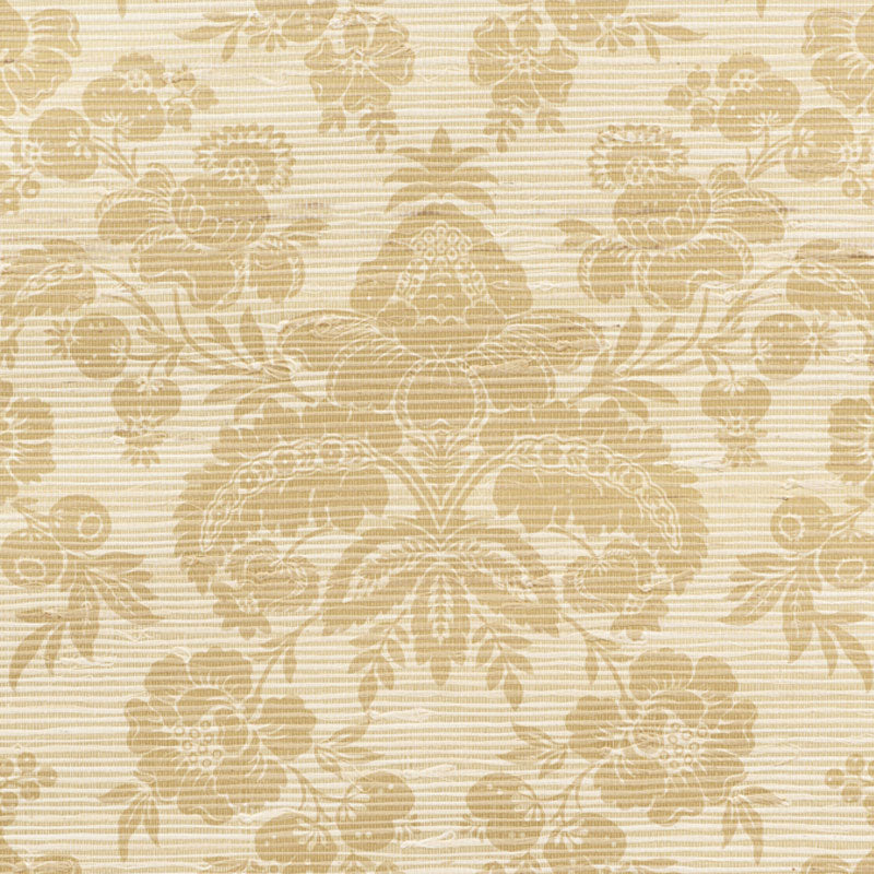 Schumacher Simone Damask Grasscloth Gold | Fabric Bistro