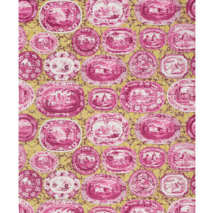 Schumacher Plates & Platters Wallpaper 5010412 / Magenta & Yellow