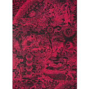 Schumacher Modern Toile Wallpaper 501043 / Pink & Black