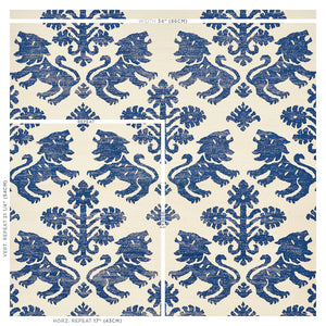 Schumacher Regalia Sisal Wallpaper 5010530 / Blue