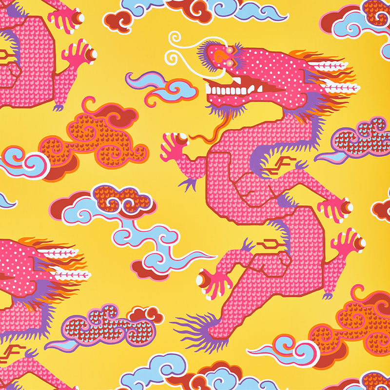 Schumacher Magical Ming Dragon Wallpaper 5010601 / Yellow