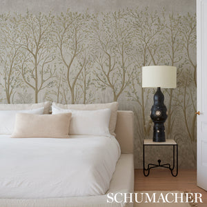 Schumacher Brindille Gold Accented Panel Wallpaper 5010920 / Dove