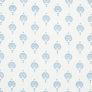 Schumacher Dahlia Hand Blocked Print Wallpaper 5011230 / Blue