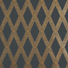 Load image into Gallery viewer, Schumacher Les Losanges Toile Wallpaper 5011362 / Gold On Black