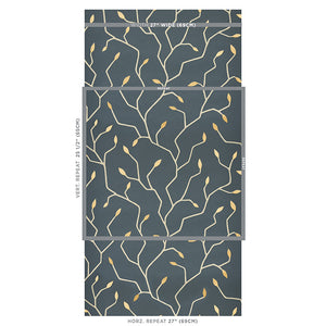 Schumacher Cymbeline Wallpaper 5011382 / Charcoal & Gold