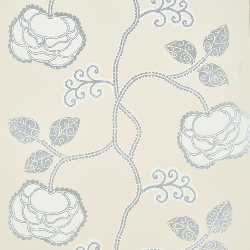 Schumacher Queen Fruit Wallpaper 5011410 / Silver White