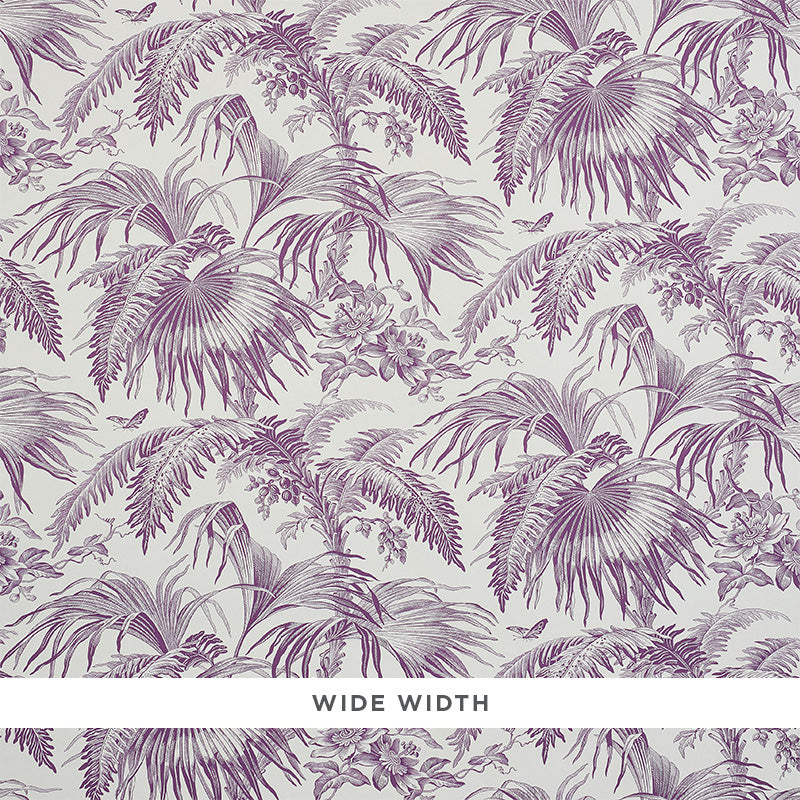 Schumacher Toile Tropique Wallpaper 5011482 / Purple