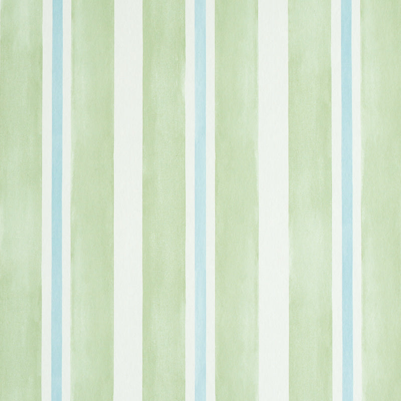 Schumacher Watercolor Stripe Wallpaper 5011570 / Leaf