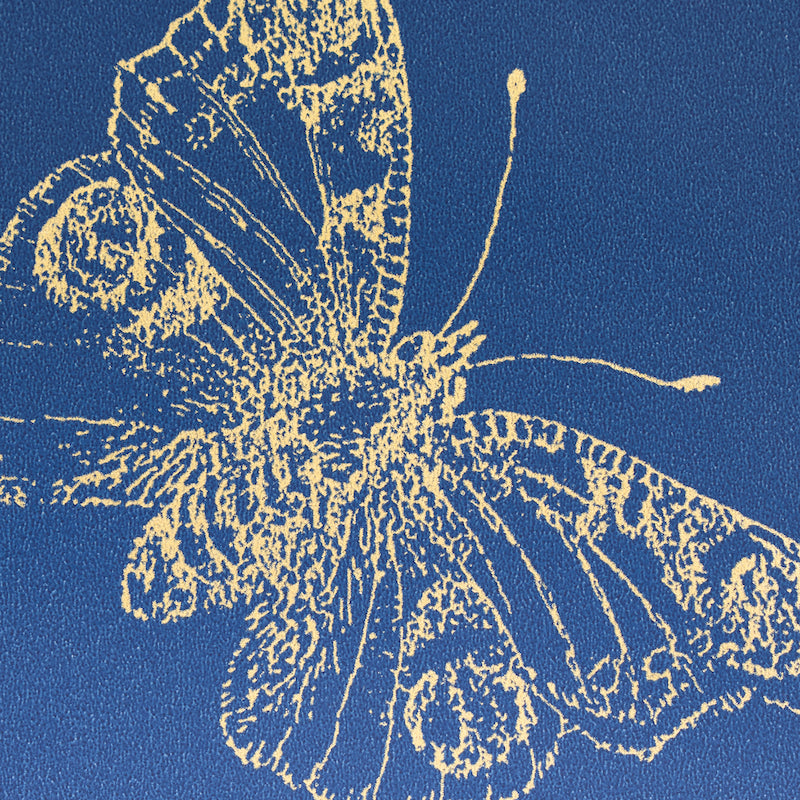 Schumacher Burnell Butterfly Wallpaper Blue, Fabric Bistro, Columbia