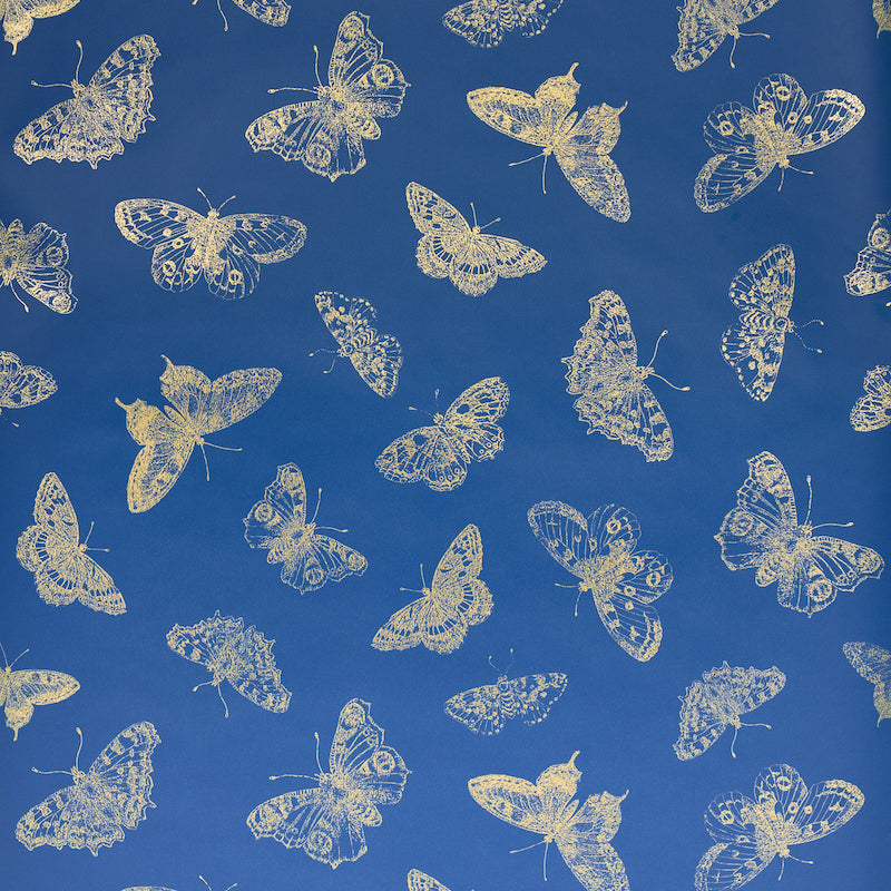 Schumacher Burnell Butterfly Wallpaper Blue, Fabric Bistro, Columbia