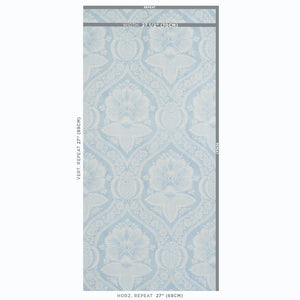 Schumacher Villandry Damask Print Wallpaper 5011750 / Blue