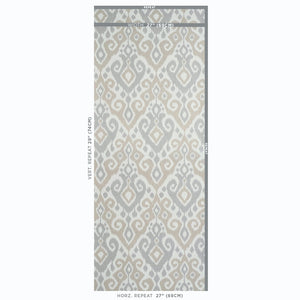 Schumacher Dedra Damask Wallpaper 5011762 / Sand & Grey