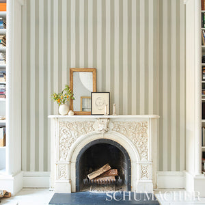Schumacher Edwin Stripe Wide Wallpaper 5011919 / Mushroom