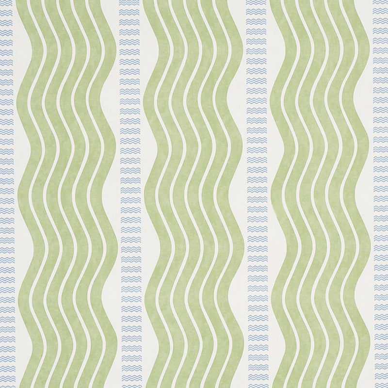 Schumacher Sina Stripe Wallpaper 5012120 / Green