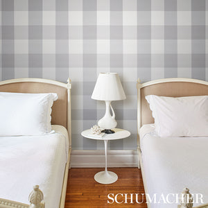 Schumacher Willa Check Large Wallpaper 5012357 / Grey
