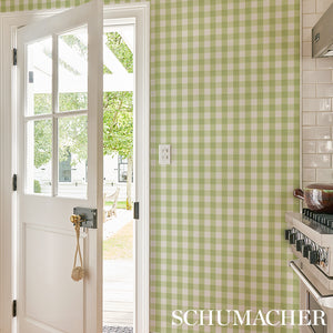 Schumacher Willa Check Wallpaper 5012362 / Leaf