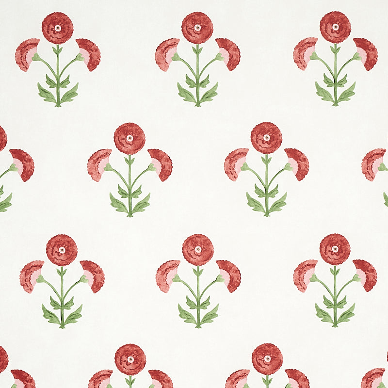 Schumacher Saranda Flower Wallpaper 5012410 / Cardinal