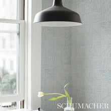Load image into Gallery viewer, Schumacher Katama Wallpaper 5012421 / Blue On Ivory