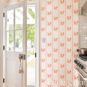 Schumacher Agave Stripe Wallpaper 5012682 / Grapefruit