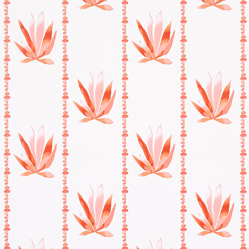 Schumacher Agave Stripe Wallpaper 5012682 / Grapefruit
