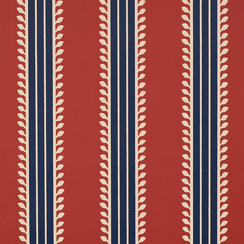 Schumacher Etruscan Stripe Wallpaper 5012852 / Red & Blue