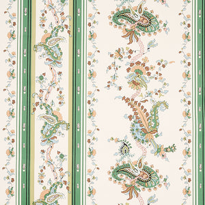 Schumacher Elena Paisley Stripe Wallpaper 5012890 / Green