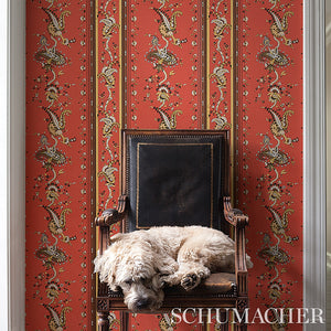 Schumacher Elena Paisley Stripe Wallpaper 5012892 / Pompeii