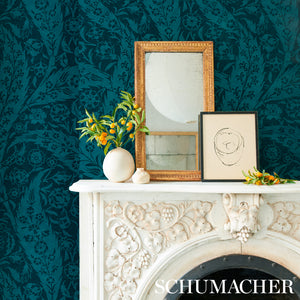 Schumacher Saz Paisley Wallpaper 5012903 / Peacock