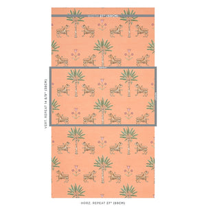 Schumacher Tiger Palm Wallpaper 5012920 / Crimson On Peach