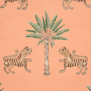 Schumacher Tiger Palm Wallpaper 5012920 / Crimson On Peach