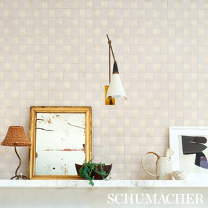 Schumacher Textured Check Wallpaper 5012970 / White