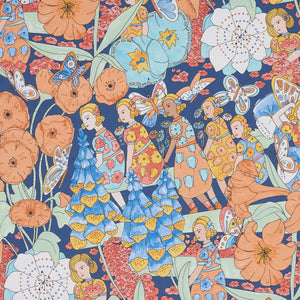 Schumacher Fairie Garden Wallpaper 5013540 / Orange And Navy