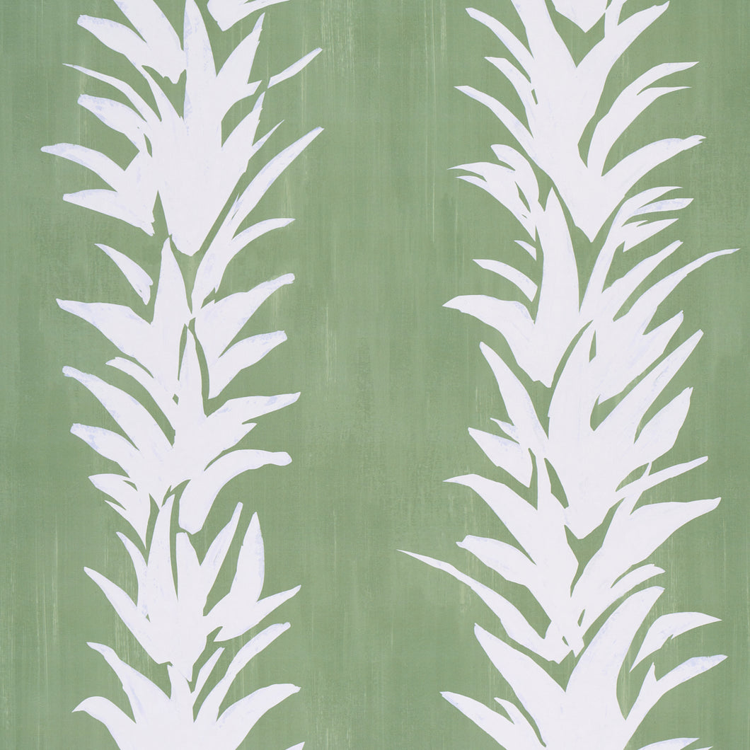 Schumacher White Lotus Wallpaper 5013660 / Soft Green