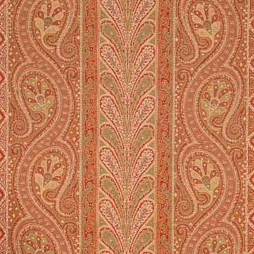 SCHUMACHER CHATELAINE PAISLEY FABRIC 50771 / RED/MOSS