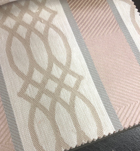 4 Colorways Stripe Trellis Upholstery Fabric Blush Gray Beige Black Green