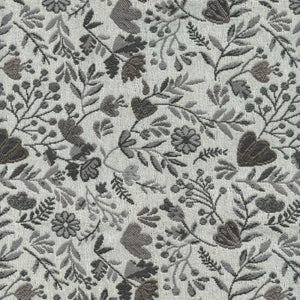 Grey Cream Charcoal Floral Water Stain Resistant Upholstery Fabric