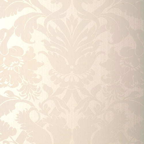 Schumacher Fiorella Damask Wallpaper 529190 / Pearl