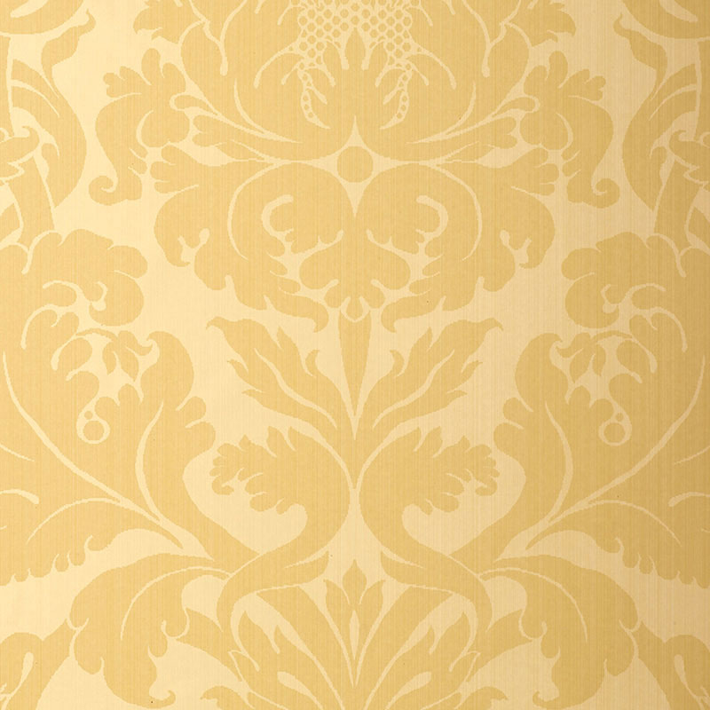 Schumacher Fiorella Damask Wallpaper 529191 / Yellow