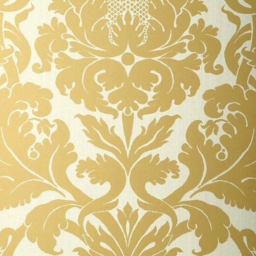 Schumacher Fiorella Damask Wallpaper 529192 / Patina