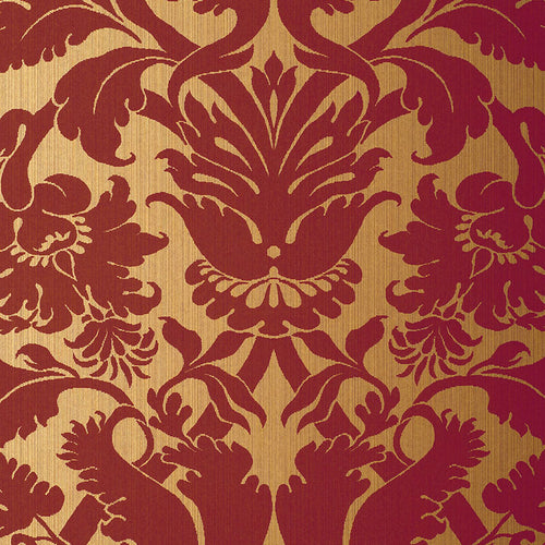 Schumacher Fiorella Damask Wallpaper 529195 / Red On Gold