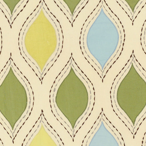 SCHUMACHER LET'S DANCE FABRIC 54780 / CHARTREUSE & SKY