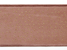 Load image into Gallery viewer, 3" Wide Gold Beaded Velvet Antique Rose Seafoam Sage Green Mauve Drapery Tape Trim