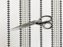 Load image into Gallery viewer, Designer Off White Black Taupe Geometric Embroidered Stripe Drapery Fabric