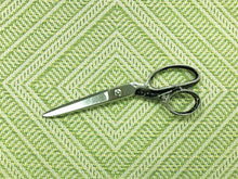 Load image into Gallery viewer, 1.3 Yard of Schumacher Tortola Kiwi Lime Green Beige Geometric Woven Indoor Outdoor Water Resistant Upholstery Fabric