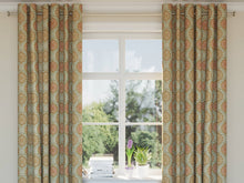 Load image into Gallery viewer, Heavy Duty Geometric Medallion Aqua Blue Beige Green Rose Pink Upholstery Drapery Fabric