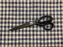Load image into Gallery viewer, Pindler and Pindler Dodson Lakeland Faux Linen Ecru Neutral Beige Navy Blue Woven Check Plaid Upholstery Drapery Fabric